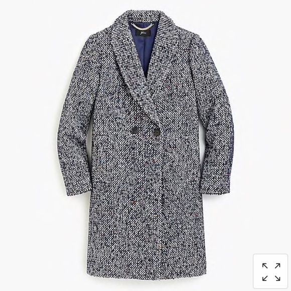 J. Crew Petite Daphne Navy Italian Tweed Topcoat - Picture 6 of 7